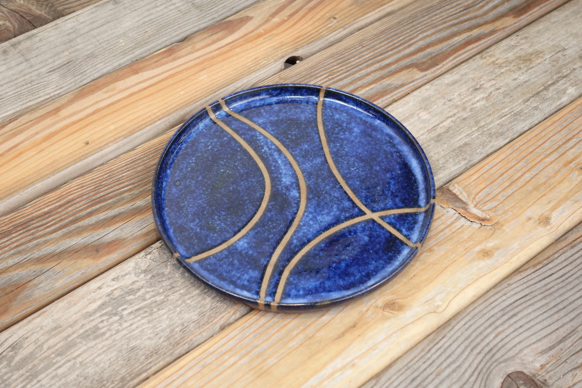 Teller "Lebenslinien" - ozeanblau 