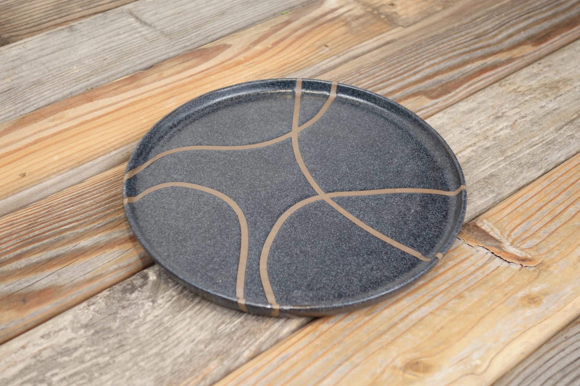 Teller "Lebenslinien" - anthrazit